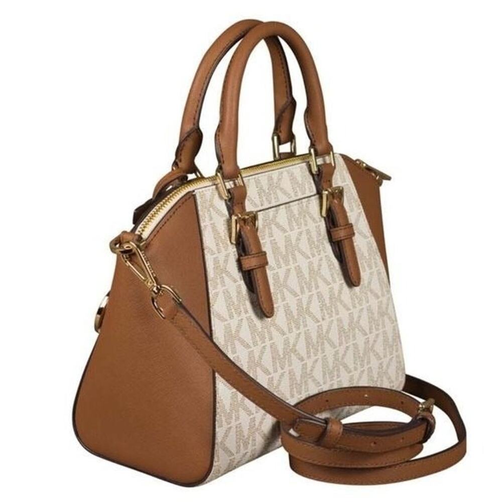 Michael Kors Ciara Vanilla Acorn Signature Coated Canvas Large Convertible Bag - Picture 8 of 9